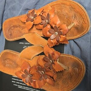 Unbranded real leather handmade sandals from Cuba caramel